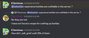 Pinging about the "XP bottles crafted" statistic, a known vanilla feature from villager trading.