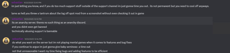 File:Semotto being asked to not to ask for support outside of support channel and that he was banned from support while he cooled off.png